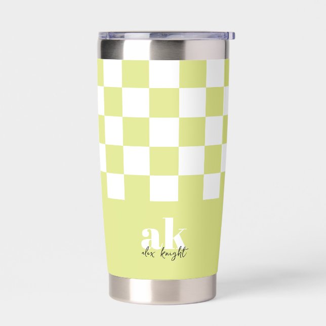 Retro Signature Monogram Checkered Insulated Tumbler (Left)