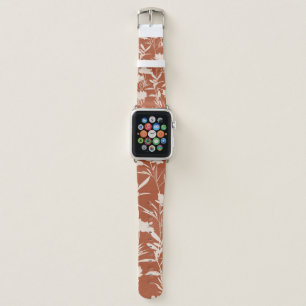 Retro silhouette meadow flowers seamless pattern i apple watch band
