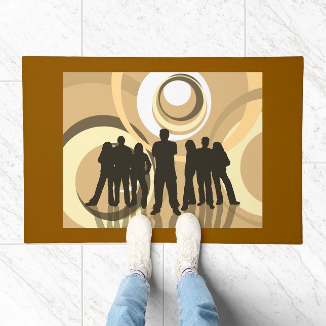 Retro Silhouette People with Abstract Circles Doormat (Creator Uploaded)