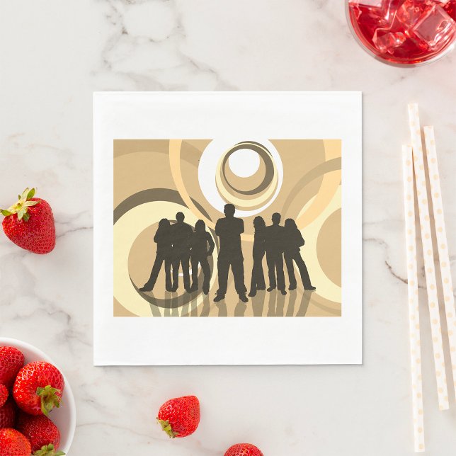 Retro Silhouette People with Abstract Circles Napkins (Creator Uploaded)