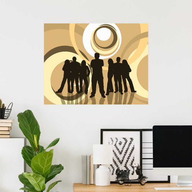 Retro Silhouette People with Abstract Circles Poster (Creator Uploaded)