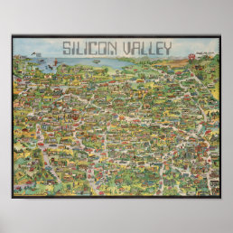 Retro Silicone Valley Map Poster