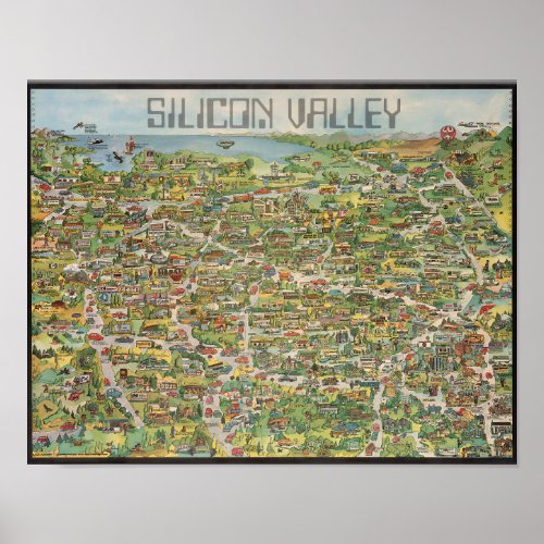 Retro Silicone Valley Map Poster
