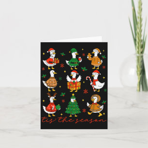 Retro Silly Goose Santa Cute Merry Christmas Tis T Card