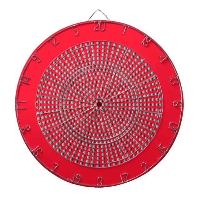 Retro Silver and Red Art Deco Dart Board (Front)