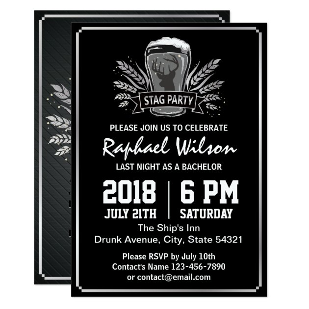 Retro Silver Barley Beer Bachelor Party Invitation