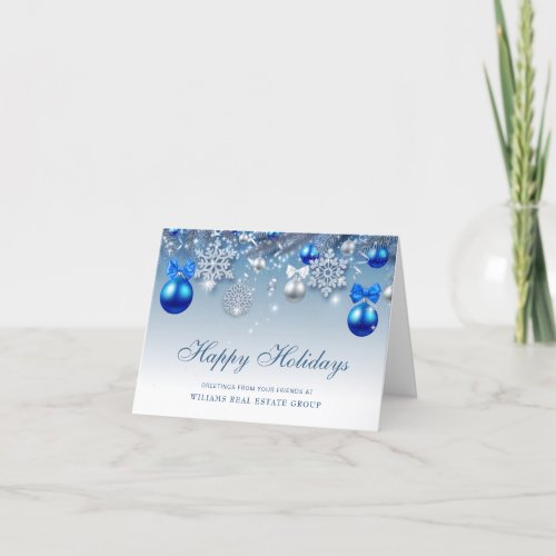 Retro Silver Christmas Ornament Corporate Greeting Holiday Card