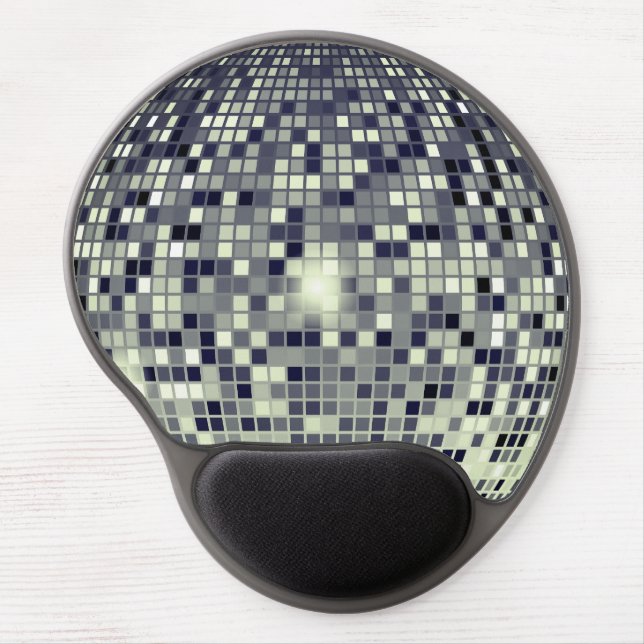 Retro Silver Disco Ball Ergonomic Gel Mouse Pad (Front)