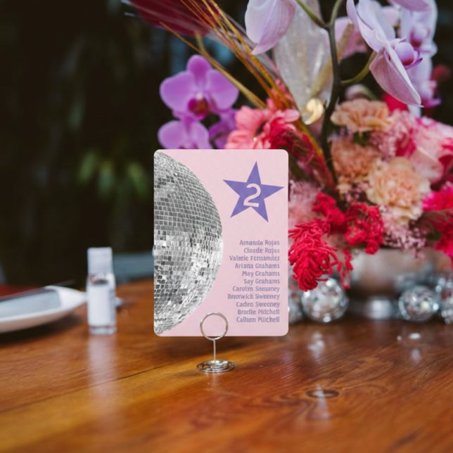 Retro Silver Disco Wedding Table Seating Card (Creator Uploaded)