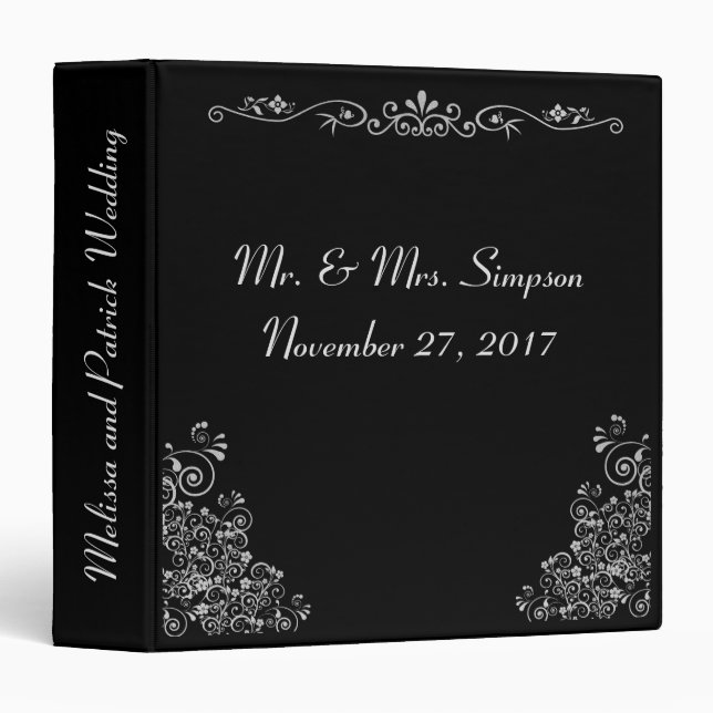 Retro Silver Elegant Stylish Wedding Album Binder (Front/Spine)