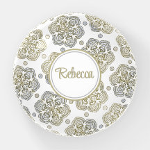 Retro Silver Gold Flower Pattern