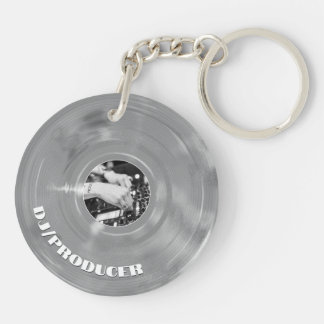 Retro Silver Music Producer DJ Vinyl Record Keychain