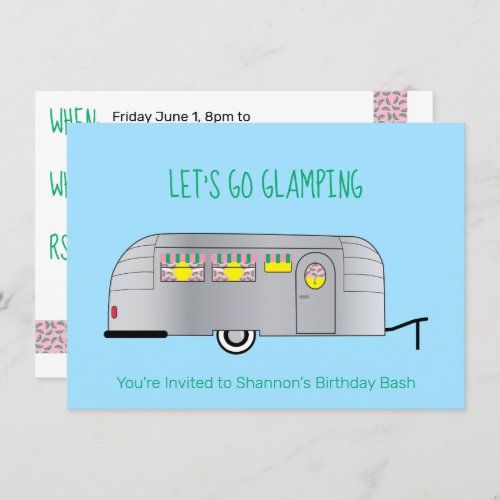 Retro Silver Streamlined Camper Glamping Invitation