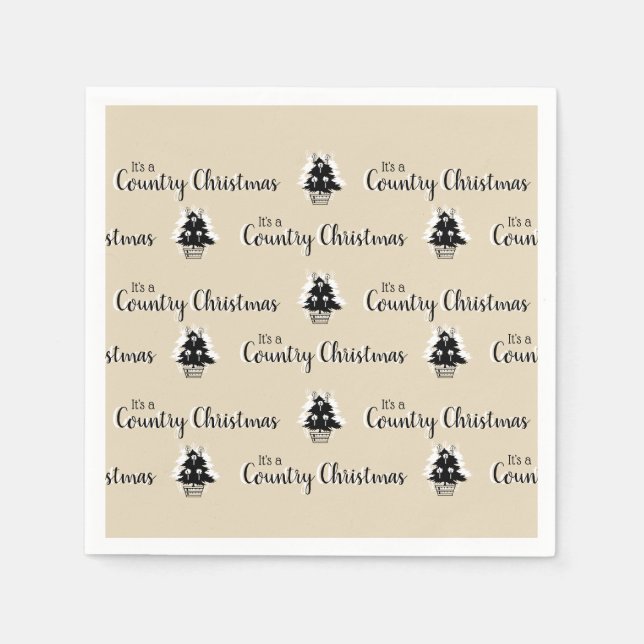 Retro Simple Beige Country Christmas Tree Pattern Napkins (Front)