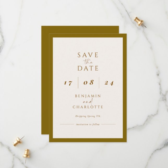 Retro Simple Black& White Wedding save the date (Front/Back In Situ)