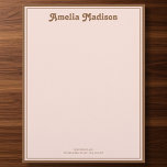 Retro Simple Blush Pink Orange Letterhead<br><div class="desc">Make your correspondence stand out with this custom letterhead, featuring a vibrant retro color palette of warm orange and playful pink. Your name is prominently displayed in the stylish and decorative "Tango" font, adding a unique, personal touch to every page. This professional yet fun design is perfect for school teachers...</div>