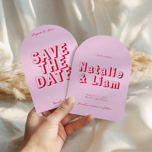 Retro Simple Bright Funky Bold Arched Wedding Save The Date