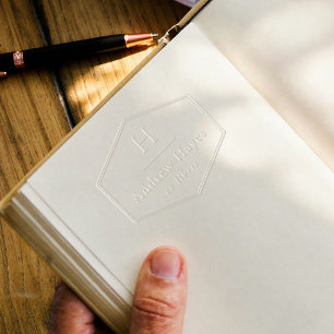 Retro Simple Frame Modern Monogram Ex Libris Book Embosser