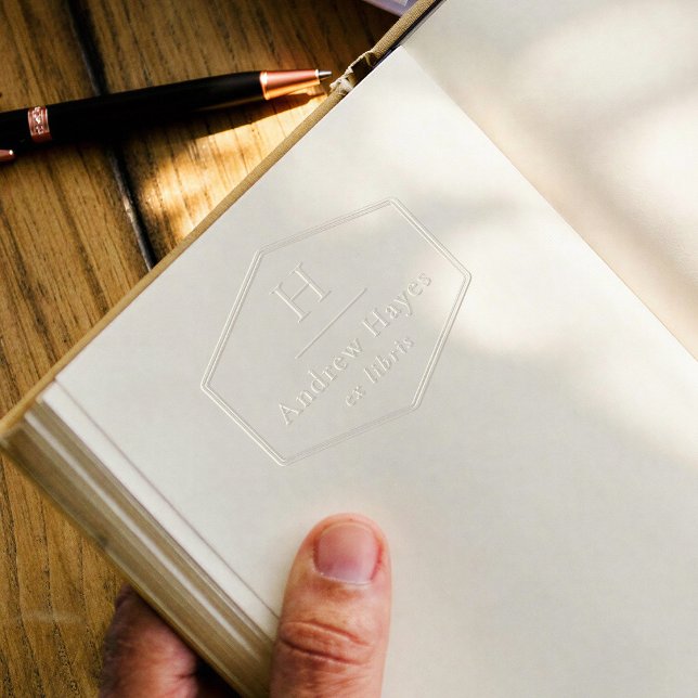 Retro Simple Frame Modern Monogram Ex Libris Book Embosser (Creator Uploaded)
