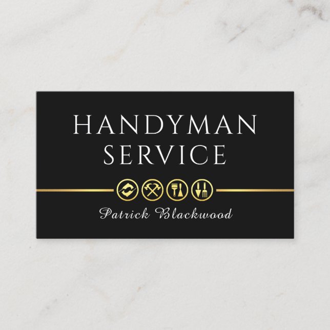 Retro Simple Handyman Tools Line Business Card (Front)