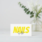 Retro Simple Neon Yellow Nail Tech Business Card (Standing Front)
