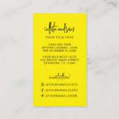 Retro Simple Neon Yellow Nail Tech Business Card (Back)