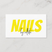 Retro Simple Neon Yellow Nail Tech Business Card (Front)