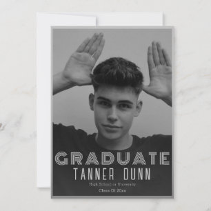 Retro simple one photo graduation announcement