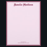 Retro Simple Pink Letterhead<br><div class="desc">Make your correspondence stand out with this custom letterhead, featuring a vibrant retro color palette of warm orange and playful pink. Your name is prominently displayed in the stylish and decorative "Tango" font, adding a unique, personal touch to every page. This professional yet fun design is perfect for school teachers...</div>