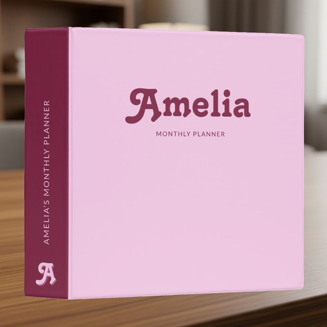 Retro Simple Pink Vibrant  3 Ring Binder (Creator Uploaded)