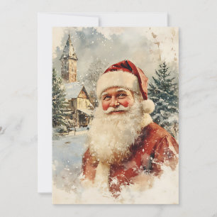 Retro Simple Vintage Christmas Santa Claus Holiday Card