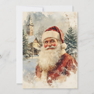 Retro Simple Vintage Christmas Santa Claus Holiday Card