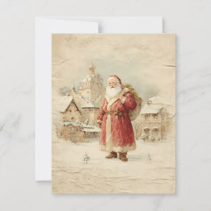 Retro Simple Vintage Christmas Santa Claus Holiday Card