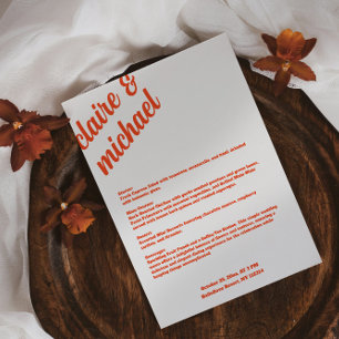 Retro Simple Wedding Table Menu Cards Flat Menu