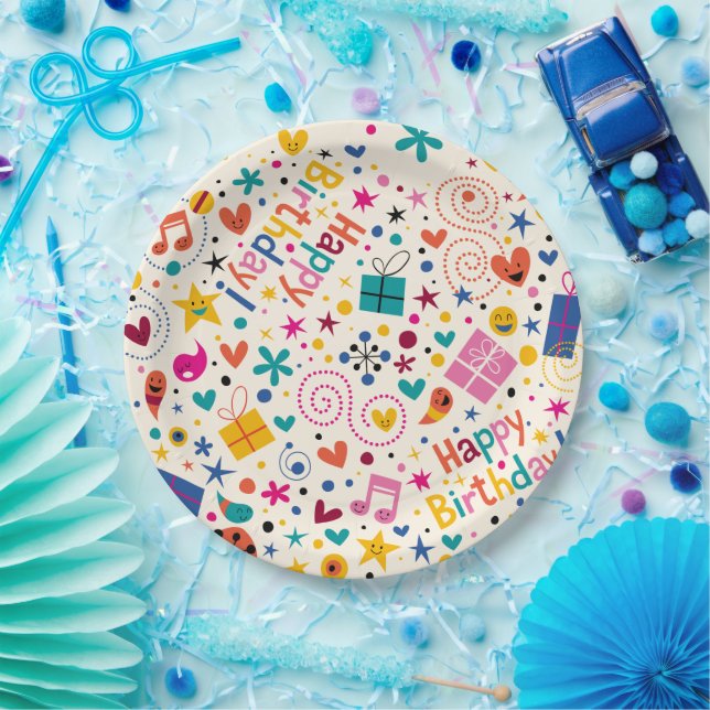 Retro Singing Happy Birthday  Paper Plates (Party)