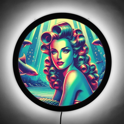  Retro Siren 1940s Pin_Up Mermaid Charm LED Sign