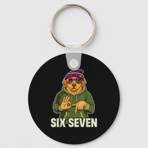 Retro Six Seven Golden Retriever Graphic Gift Men  Keychain