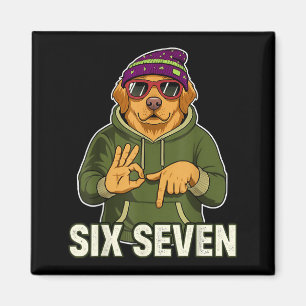 Retro Six Seven Golden Retriever Graphic Gift Men Magnet