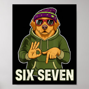 Retro Six Seven Golden Retriever Graphic Gift Men  Poster