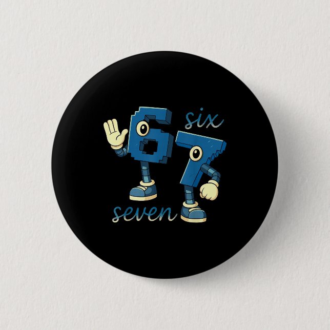 Retro Six Seven Number Meme Brainrot Gift For Men  Button (Front)