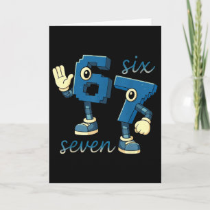 Retro Six Seven Number Meme Brainrot Gift For Men Card