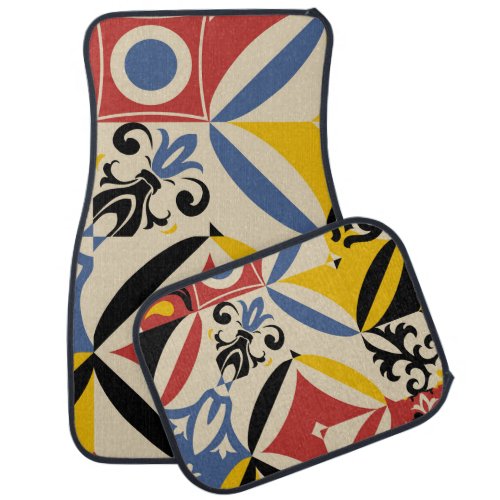 Retro Sixties Azulejos Geometric Pattern Car Floor Mat