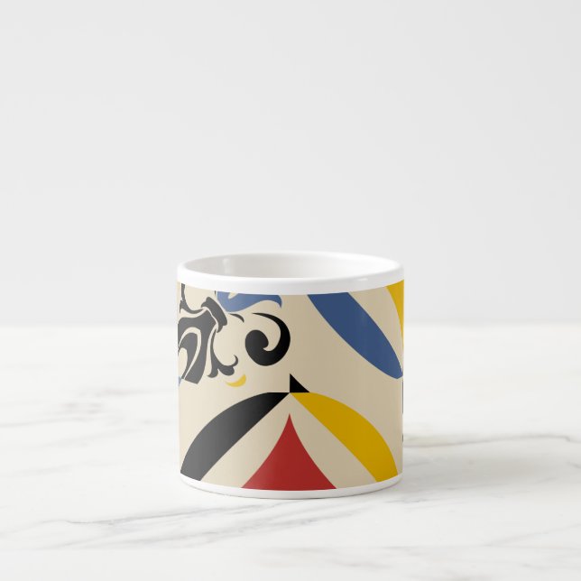 Retro Sixties Azulejos Geometric Pattern Espresso Cup (Front)
