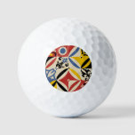 Retro Sixties Azulejos Geometric Pattern Golf Balls