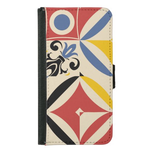Retro Sixties Azulejos Geometric Pattern Samsung Galaxy S5 Wallet Case