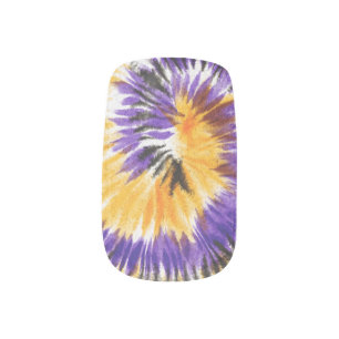 Retro Sixties Hippie Purple Yellow Tie Dye Minx Nail Art