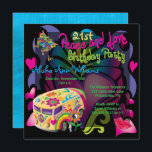 Retro Sixties Peace and Love 21st Birthday Party Invitation<br><div class="desc">Celebrate her 21st birthday with a Peace and Love retro hippy style birthday party.</div>