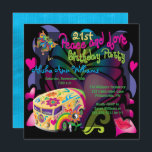 Retro Sixties Peace and Love 21st Birthday Party Invitation<br><div class="desc">Celebrate her 21st birthday with a Peace and Love retro hippy style birthday party.</div>