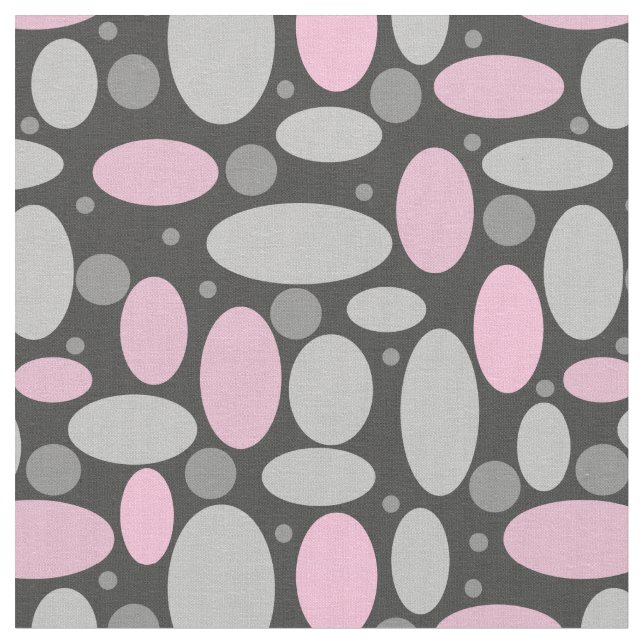 retro, sixties, polka dots, grey and pink fabric (Close Up)