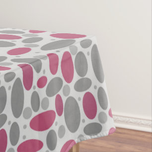 retro, sixties, polka dots, grey and pink tablecloth